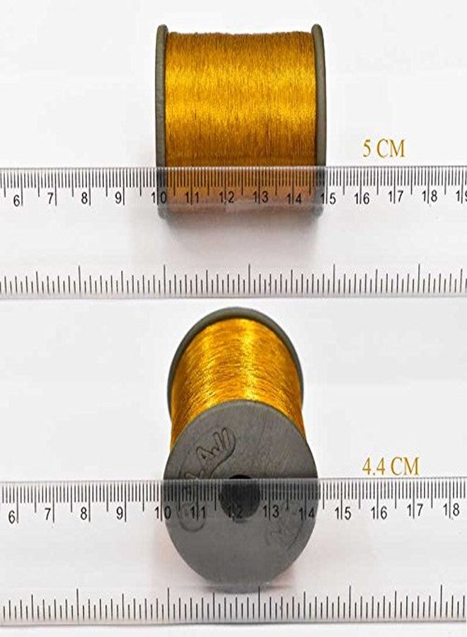 Embroiderymaterial Metallic Zari Thread for Embroidery, Sewing and Jewelry Making, Dark Yellow Golden Color, 0.1MM(Pack of 2 Roll) - Image 4